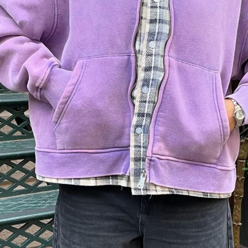 Custom Clothing Manufacturers Acid wash 100% Cotton Hoodies Flannel Zip up Hoodie