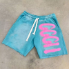 Custom Clothing Manufacturers Digital Printing Raw Hem Acid wash Shorts