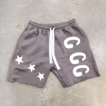 Custom Clothing Manufacturers Digital Printing Raw Hem Acid wash Shorts