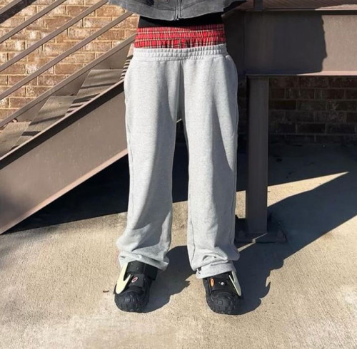 Custom Clothing Manufacturers 100% cotton Double waist Solid Color Sweatpants