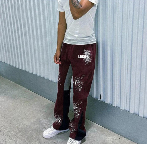 Custom Clothing Manufacturers Spliced ​​Color Block Splash Digital Printed Pants