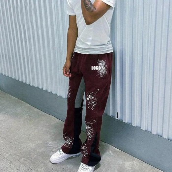 Custom Clothing Manufacturers Spliced ​​Color Block Splash Digital Printed Pants