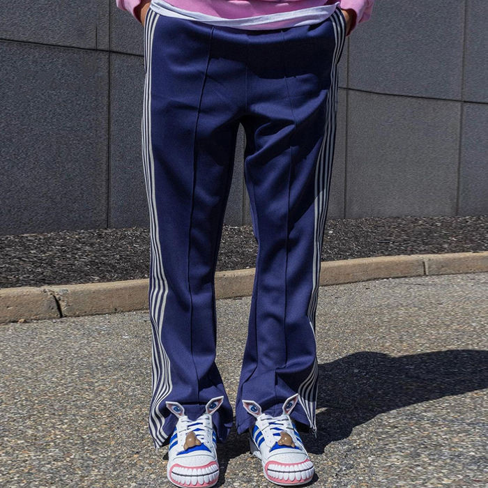 Custom Clothing Manufacturers 100% Cotton Striped Blank Straight Sweatpants