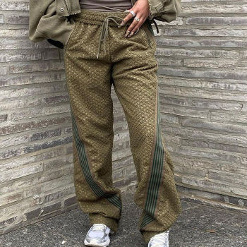 Custom Clothing Manufacturers Wool Training Pants Straight Jogging Stripe Pants