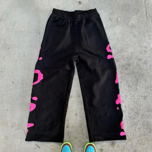 Custom Clothing Manufacturer 100% Cotton Puff printing Straight Pants