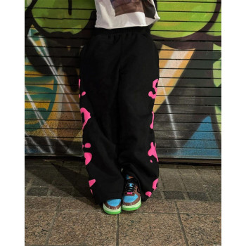 Custom Clothing Manufacturer 100% Cotton Puff printing Straight Pants