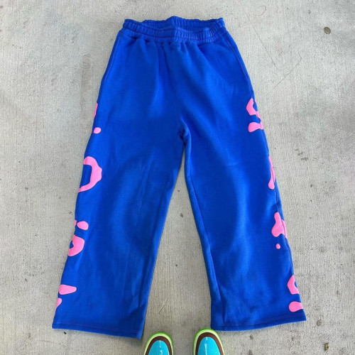 Custom Clothing Manufacturer 100% Cotton Puff printing Straight Pants