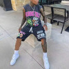Custom Clothing Manufacturers sleeveless 2 Piece Screen Print Acid Wash Set