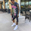 Custom Clothing Manufacturers sleeveless 2 Piece Screen Print Acid Wash Set