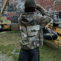 Custom Clothing Manufacturer Applique Embroidered Acid Wash Camouflage Hoodie