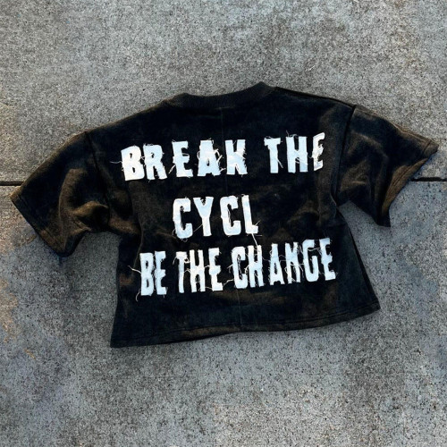 Custom Clothing Manufacturers Applique Embroidery Acid wash T-shirt