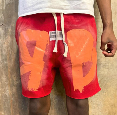 Custom Clothing Manufacturer Digital Printed Acid Wash Waist Drawstring Shorts