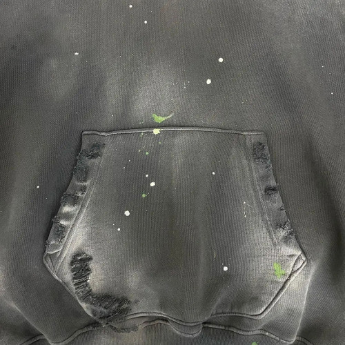 Custom Clothing Manufacturer Acid Washed Distressed Ink Splash Print Hoodie