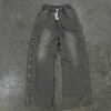 Custom Clothing Manufacturers Acid Wash Side Button Waist Drawstring Pants