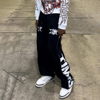 Custom Clothing Manufacturer Side Zipper Digital Printing High Waist Pants