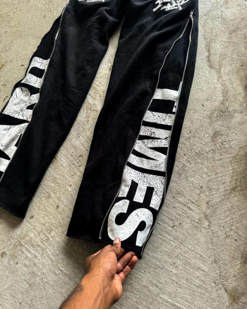 Custom Clothing Manufacturer Side Zipper Digital Printing High Waist Pants