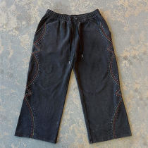 Custom Clothing Manufacturers Hot Diamond Embroidery Acid Wash Pants