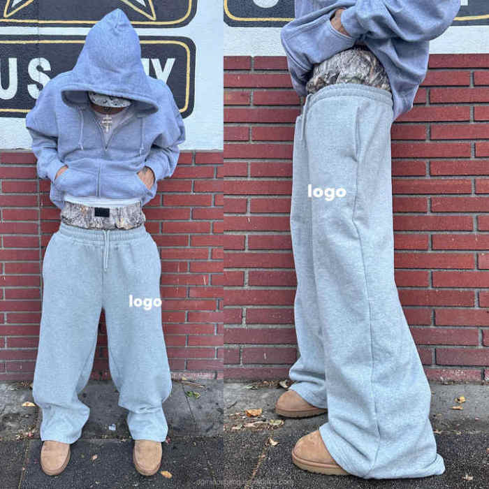 Custom Clothing Manufacturers Camouflage Double Belt Waist Drawstring Cotton Pants