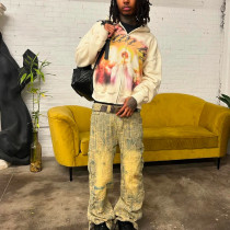 Custom Clothing Manufacturers Thermal Diamond Screen Printed Zipper Hoodie