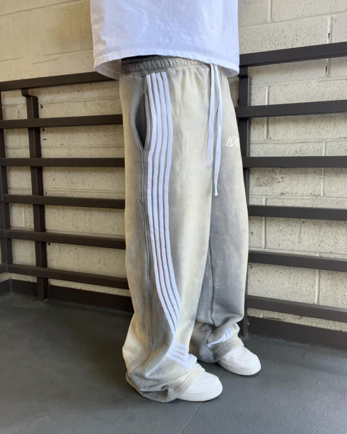 Custom Clothing Manufacturers Acid Wash Striped Waist rope Pants