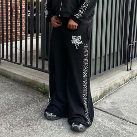 Custom Clothing Manufacturer Digital Printing Hot Diamond Straight Pants