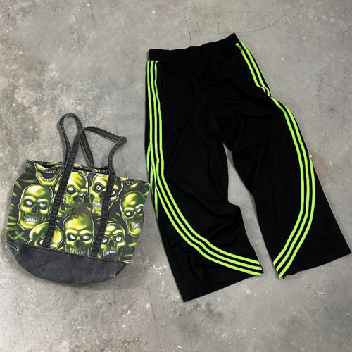 Custom Clothing Manufacturers 100% Cotton Zipper Pocket Striped Pants