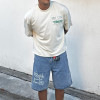 Custom Clothing Manufacturer 100% Cotton Screen Printed Raw Hem T-Shirt