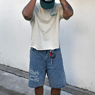 Custom Clothing Manufacturer 100% Cotton Screen Printed Raw Hem T-Shirt