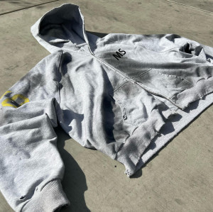 Custom clothing manufacturer screen printed dirty damaged zipper hoodie