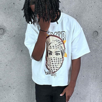 Custom Clothing Manufacturer 100% Cotton Digital Printed Raw Hem T-Shirt