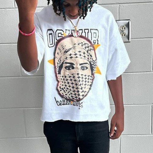 Custom Clothing Manufacturer 100% Cotton Digital Printed Raw Hem T-Shirt