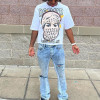 Custom Clothing Manufacturer 100% Cotton Digital Printed Raw Hem T-Shirt
