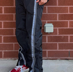 Custom Clothing Manufacturers Striped 100% Nylon zipper Slit Pants