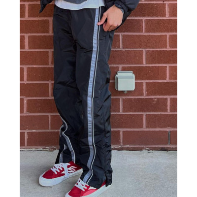 Custom Clothing Manufacturers Striped 100% Nylon zipper Slit Pants