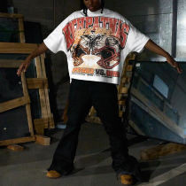 Custom Clothing Manufacturer 100% Cotton Screen printing Raw Hem T-shirt