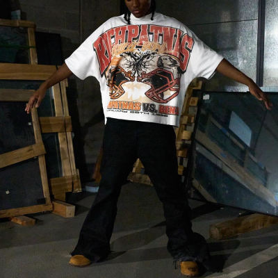 Custom Clothing Manufacturer 100% Cotton Screen printing Raw Hem T-shirt