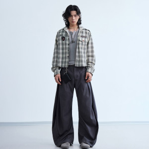 Custom Clothing Manufacturers Embroidered Plaid Cropped Jacket