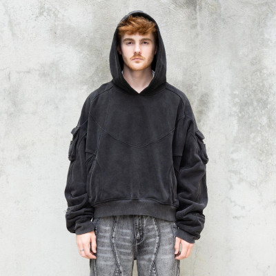 Custom Clothing Manufacturers 100% Cotton Black Blank Pullover