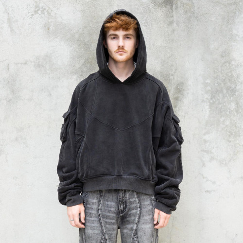 Custom Clothing Manufacturers 100% Cotton Black Blank Pullover