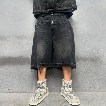 Custom Clothing Manufacturers Original Embroidered Double Waist Denim Shorts