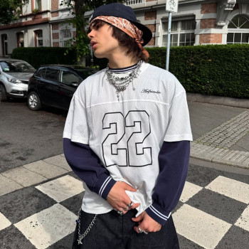 Custom Clothing Manufacturer Digital Printing Fake Two Piece Mesh T-Shirt