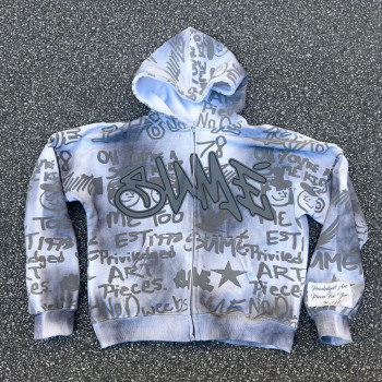 Custom Clothing Manufacturer Digital Printing Acid Wash Applique Embroidered Hoodies