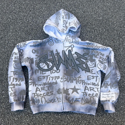 Custom Clothing Manufacturer Digital Printing Acid Wash Applique Embroidered Hoodies