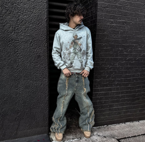 Custom Clothing Manufacturers Screen printed 100% cotton pullover Hoodie