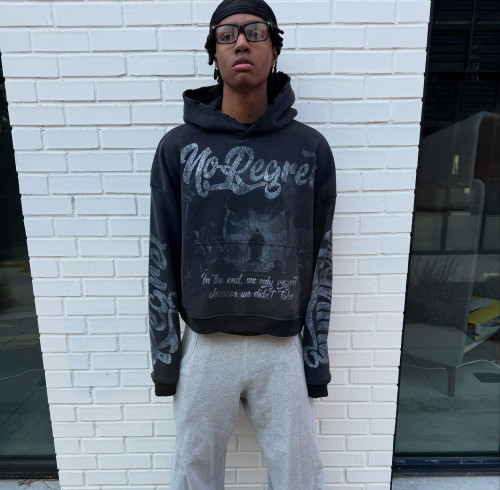 Custom Clothing Manufacturer Screen printing Distress Acid Wash Hoodie