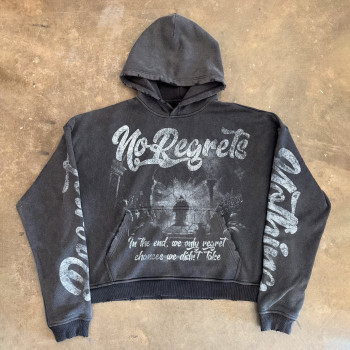 Custom Clothing Manufacturer Screen printing Distress Acid Wash Hoodie