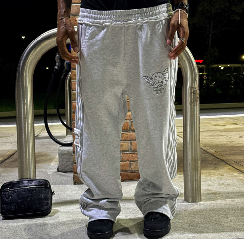 Custom Clothing Manufacturer Embroidery stripes Raw Casual Pants