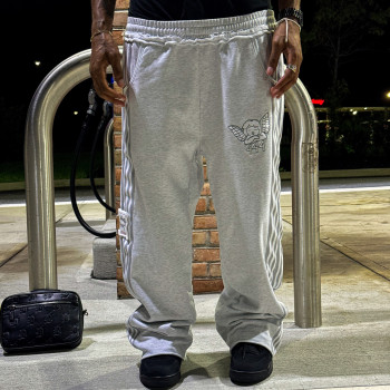 Custom Clothing Manufacturer Embroidery stripes Raw Casual Pants