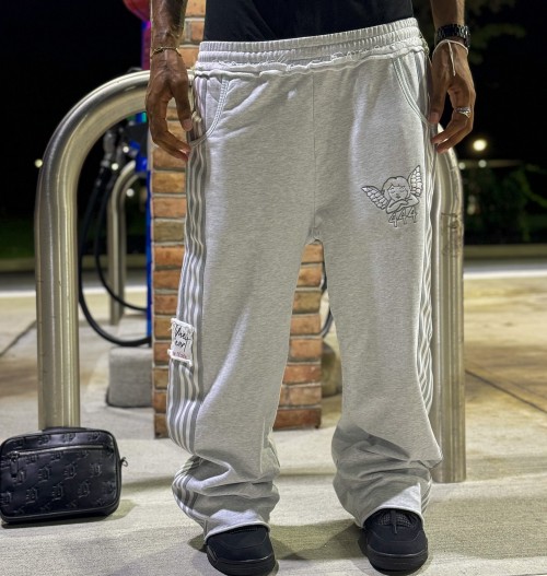Custom Clothing Manufacturer Embroidery stripes Raw Casual Pants