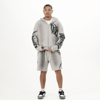 Custom Clothing Manufacturer Digital Printing Spray Dirty Distressed Hoodies